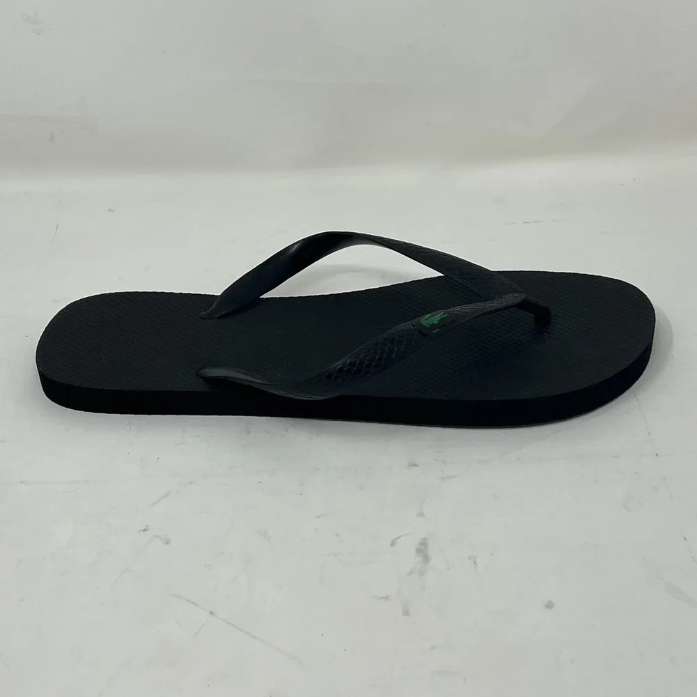 Lacoste‎ Flip Flop Beach Sandals Black with Logo Men's US Size 12 VTG NEW